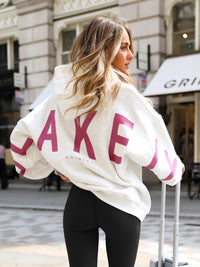 Isabel Oversized Hoodie - Meliertes Weiß & Rosa