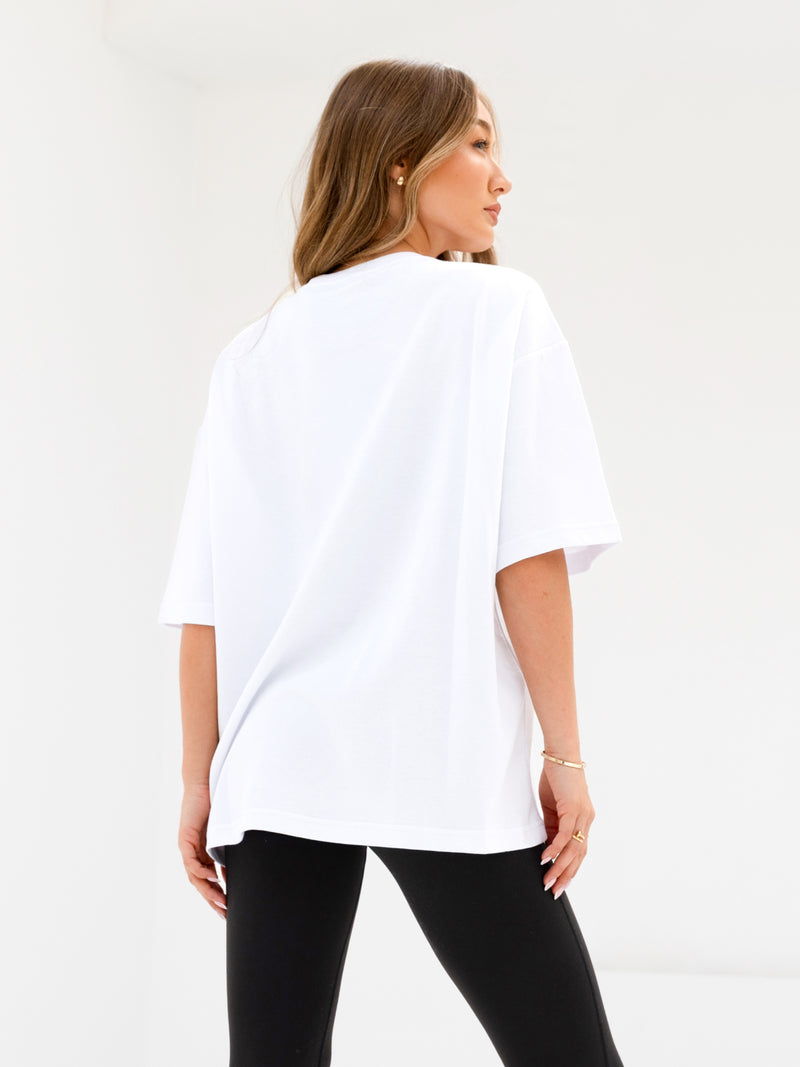 Melrose Ultra Oversized T-Shirt - Weiß & Kirschrot