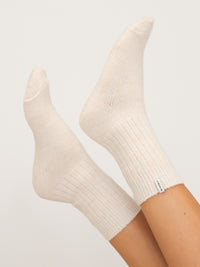 Label Knitted Socks - Vanilla