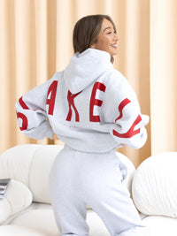 Isabel Oversized Hoodie - Mergelweiß und heißes Rot