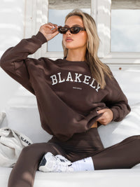 Varsity Oversized Jumper - Dark Chocolate