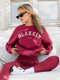 Varsity Oversized Jumper - Dunkelrosa