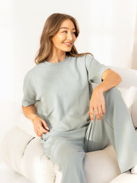 Soft Waffle Oversized T-Shirt - Sage Green