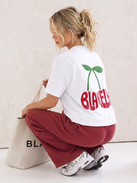 Cherry Bubble Print Oversized T-Shirt - Weiß