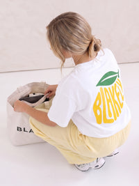 Lemon Bubble Print Oversized T-Shirt - Weiß