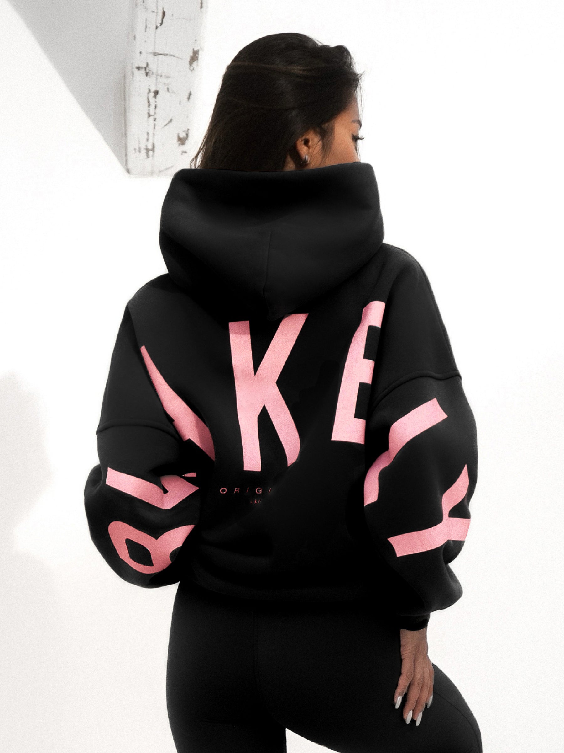 Buy Blakely Members Isabel Black & Pink Oversized Hoodie | Free