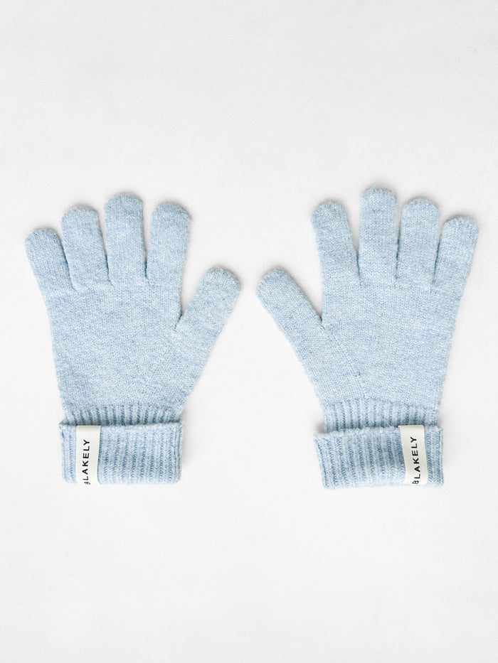 Label Knitted Gloves - Bleu bébé