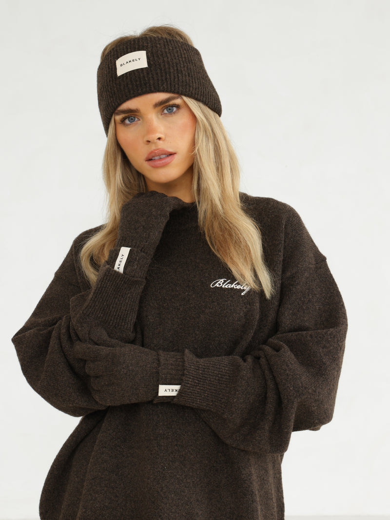 Oversized Knitted Hoodie - Chocolate Brown