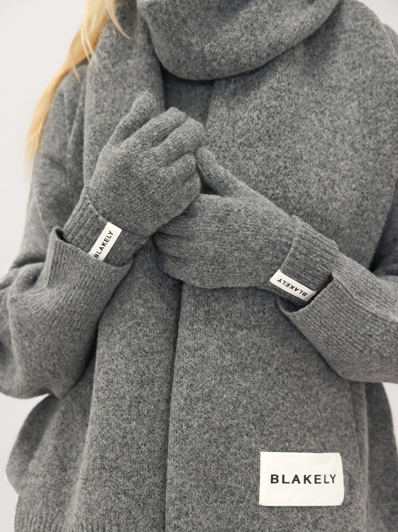 Label Knitted Gloves - Mergelkohle