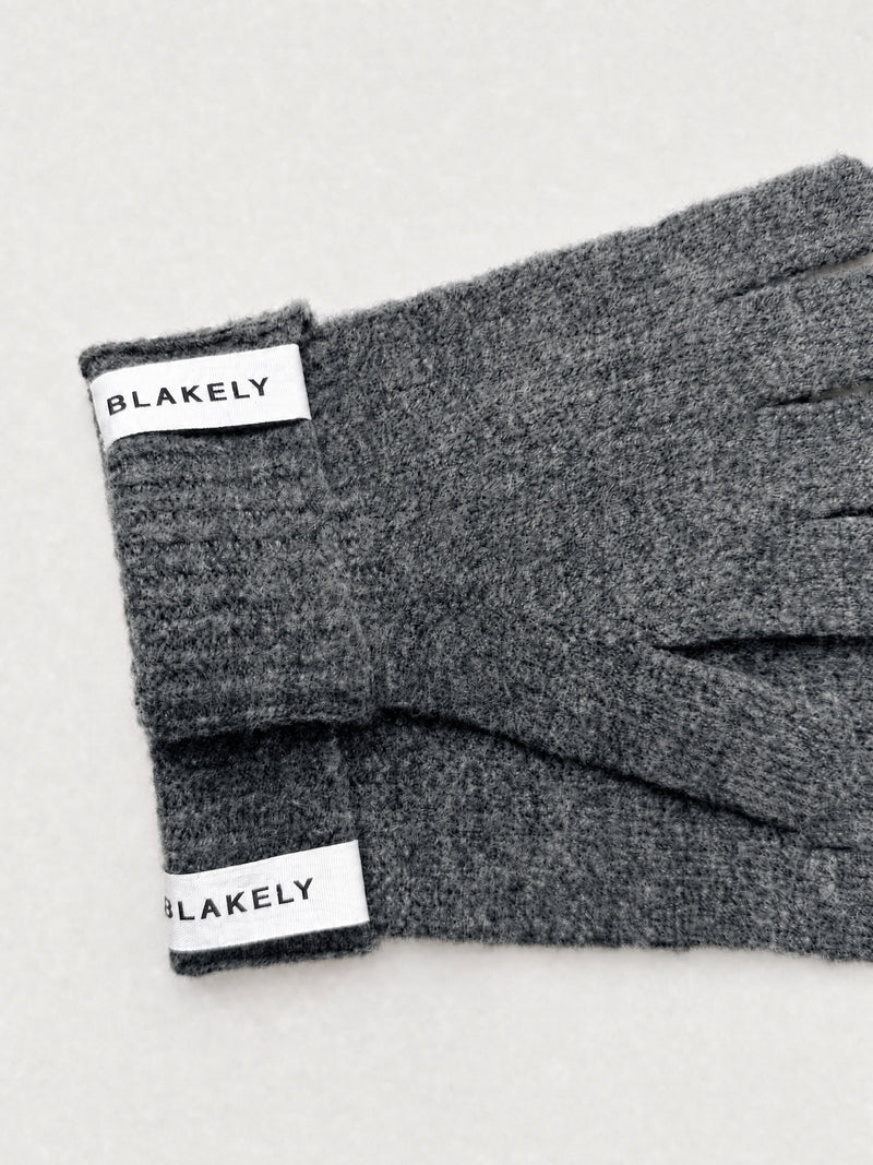 Label Knitted Gloves - Mergelkohle