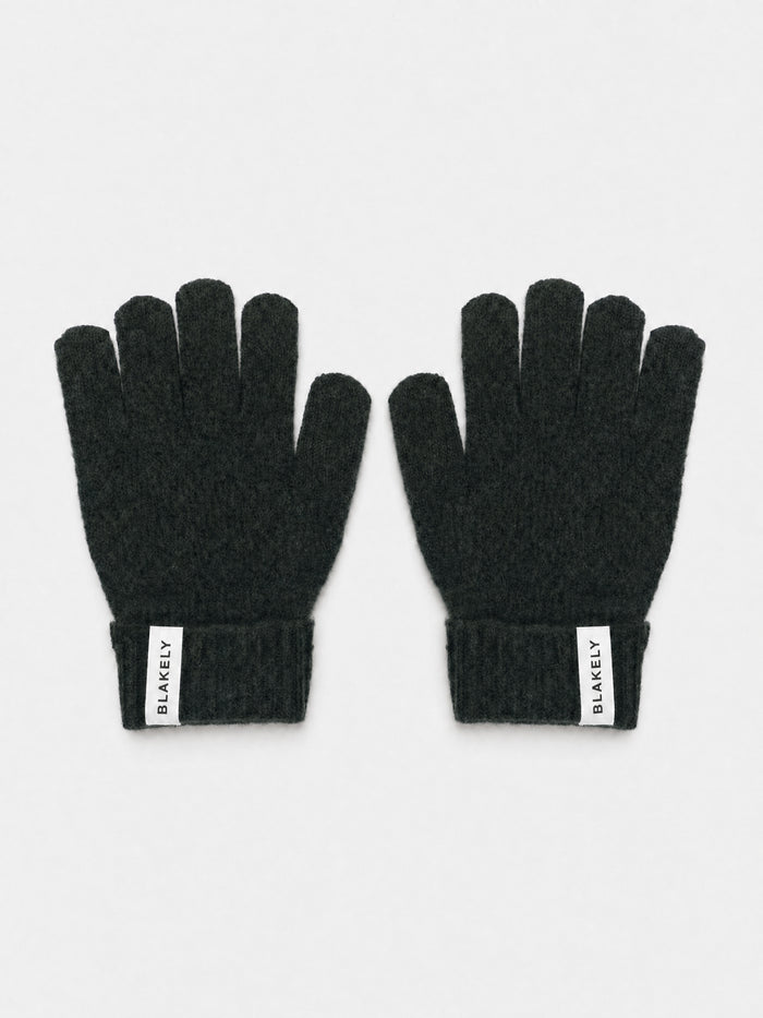 Label Knitted Gloves - Dunkelgrün