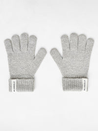 Label Knitted Gloves - Gris chiné