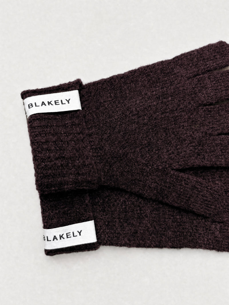 Label Knitted Gloves - Dunkle Maulbeere