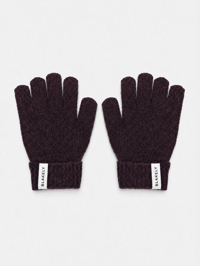 Label Knitted Gloves - Dunkle Maulbeere