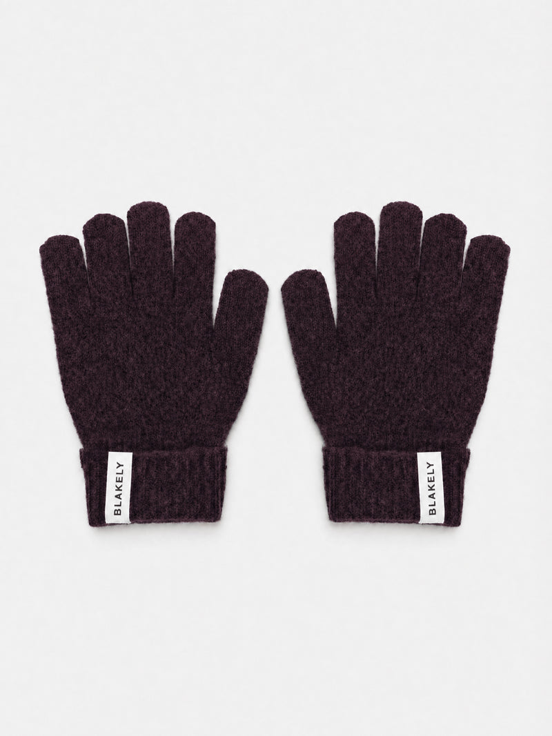 Label Knitted Gloves - Dunkle Maulbeere