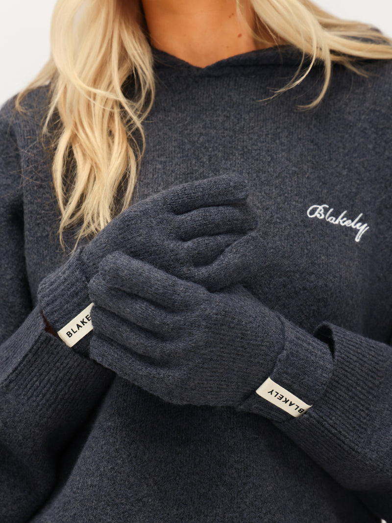 Label Knitted Gloves - Echte Marine