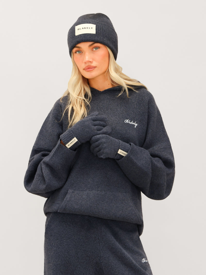 Label Knitted Gloves - Echte Marine