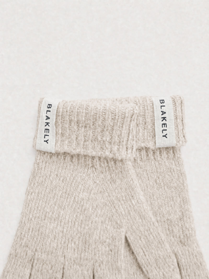 Label Knitted Gloves - Vanille
