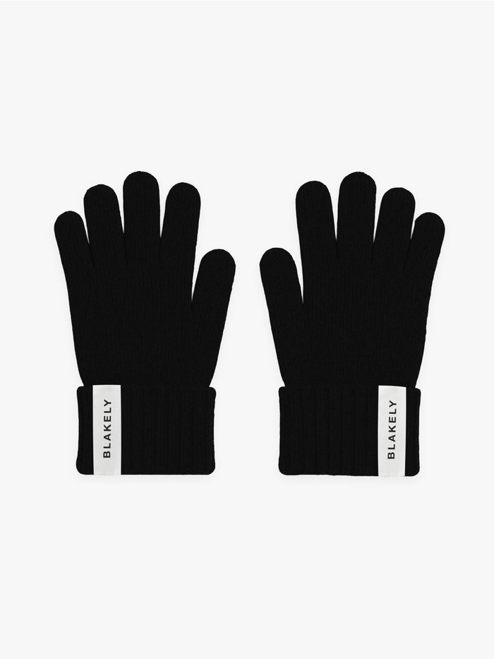 Label Knitted Gloves - Schwarz
