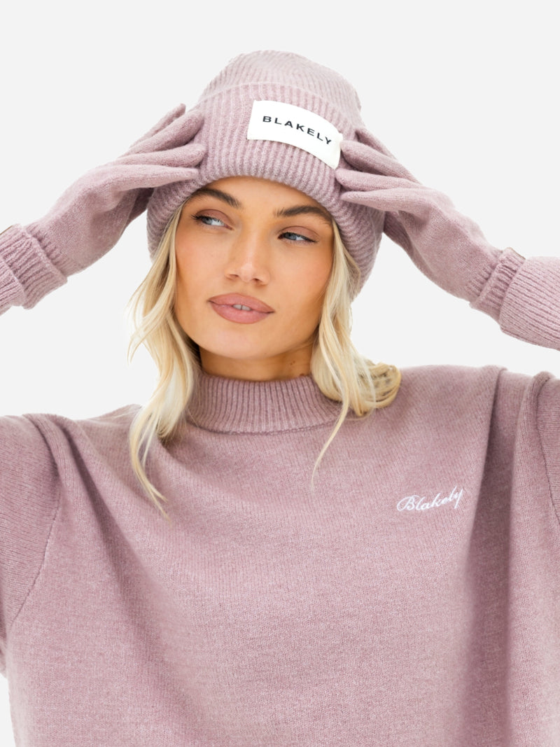 Label Knitted Gloves - Altrosa