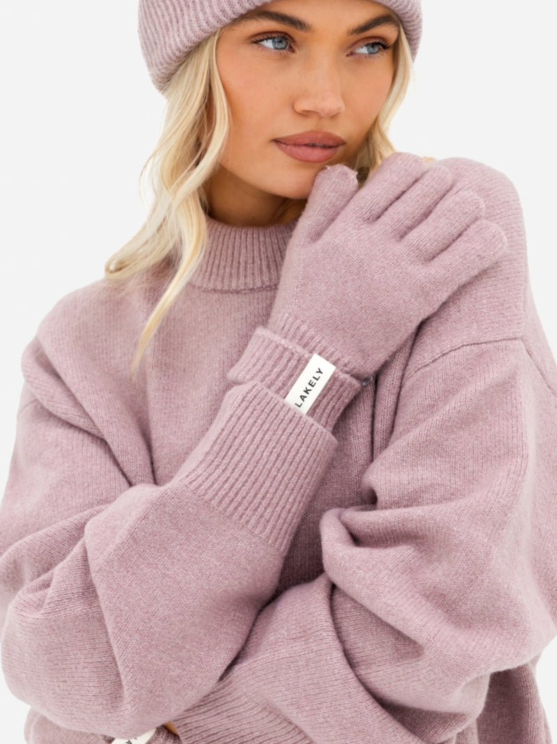 Label Knitted Gloves - Altrosa
