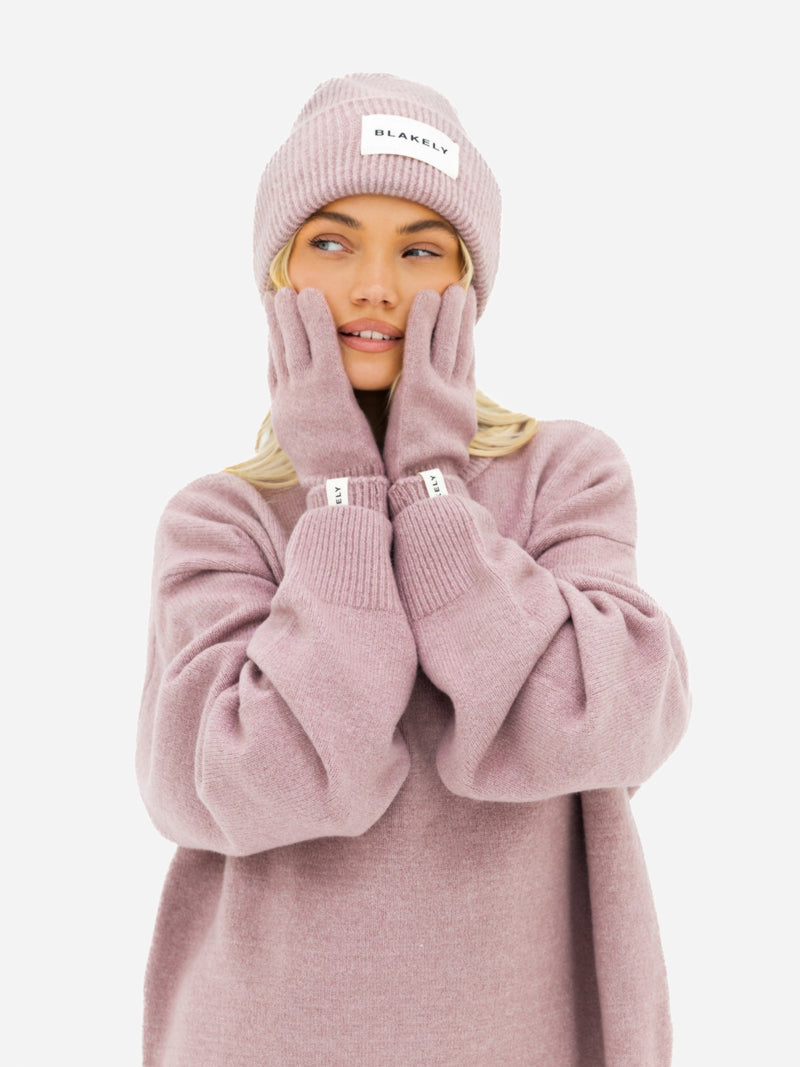 Label Knitted Gloves - Altrosa