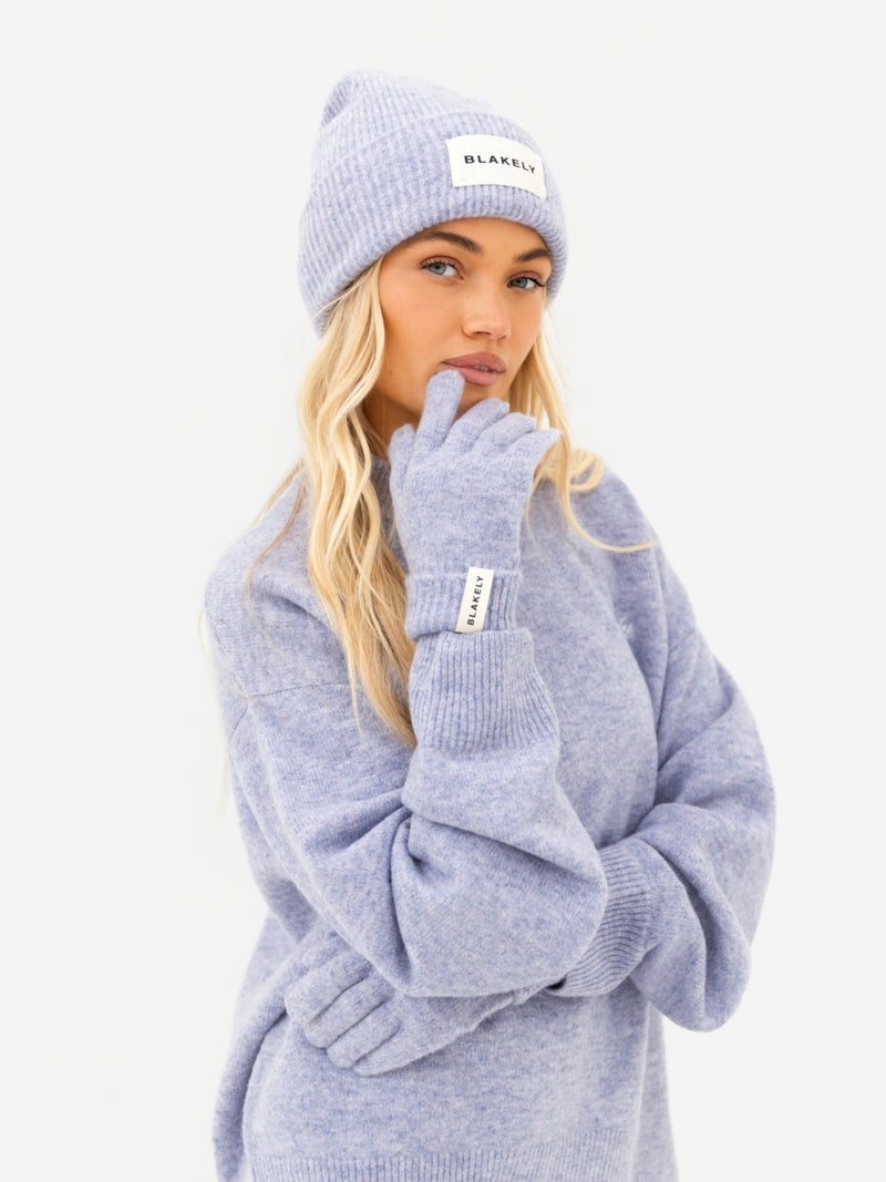 Label Knitted Gloves - Lila