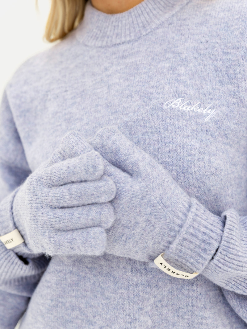 Label Knitted Gloves - Lila