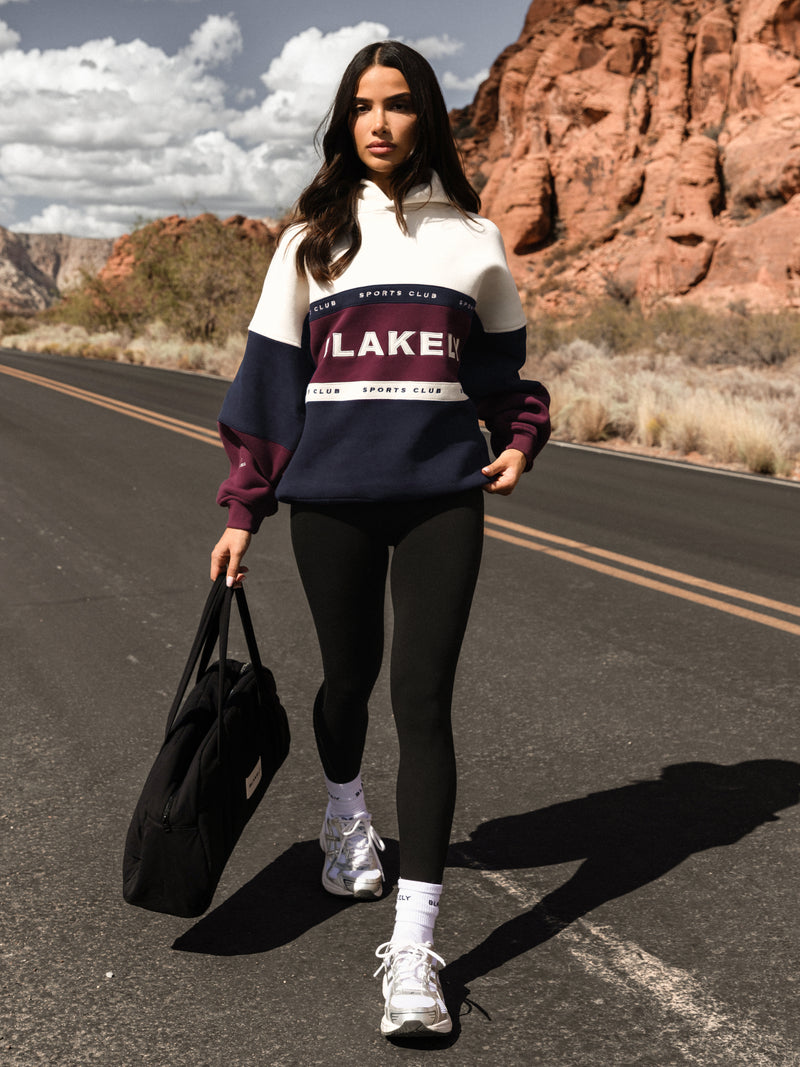 Alpine Oversized Hoodie - Marine foncé & cerise noire