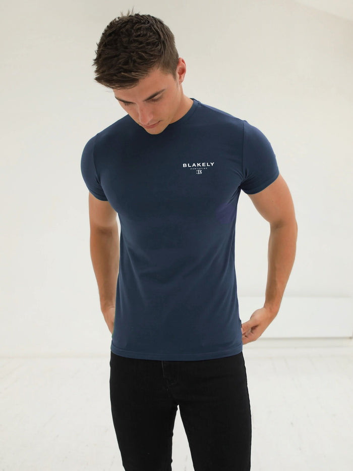 Riviera Initial T-Shirt - Mid Blue
