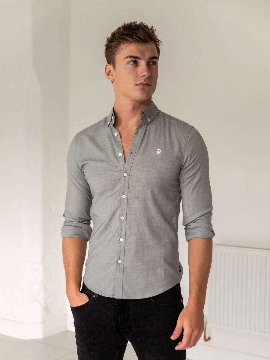 Wexford Fitted Stretch Shirt - Light Grey