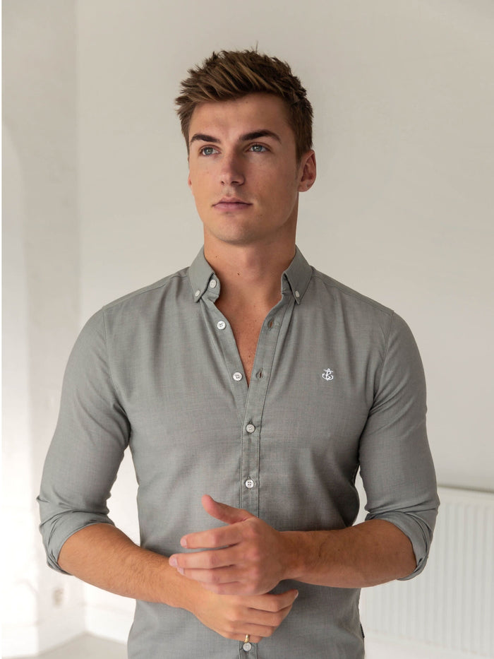 Wexford Fitted Stretch Shirt - Light Grey