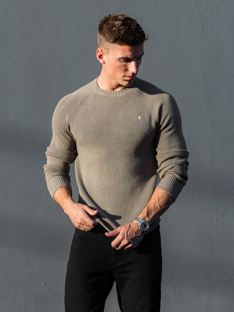 Olton Anchor Knit Jumper - Safarigrün