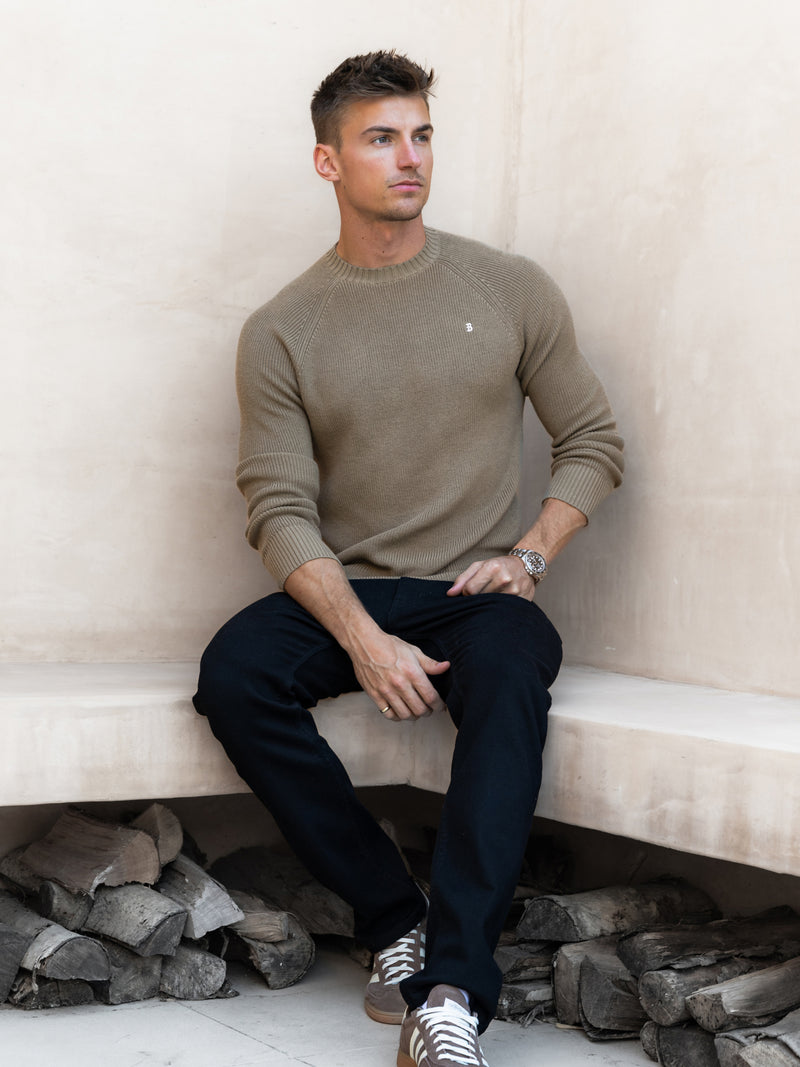Olton Anchor Knit Jumper - Safarigrün