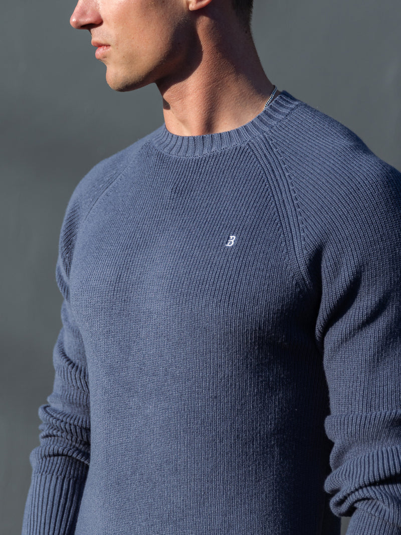 Olton Anchor Knit Jumper - Stahlblau