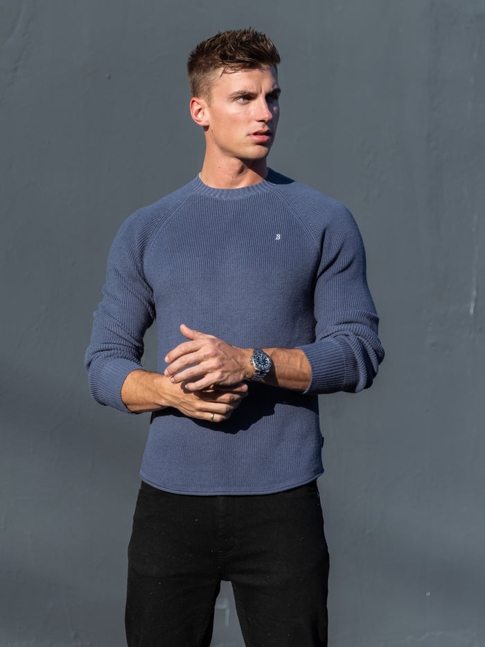 Olton Anchor Knit Jumper - Stahlblau