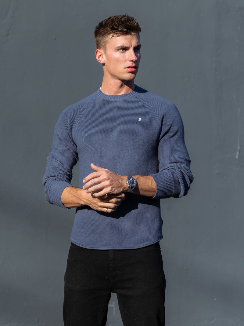 Olton Anchor Knit Jumper - Stahlblau