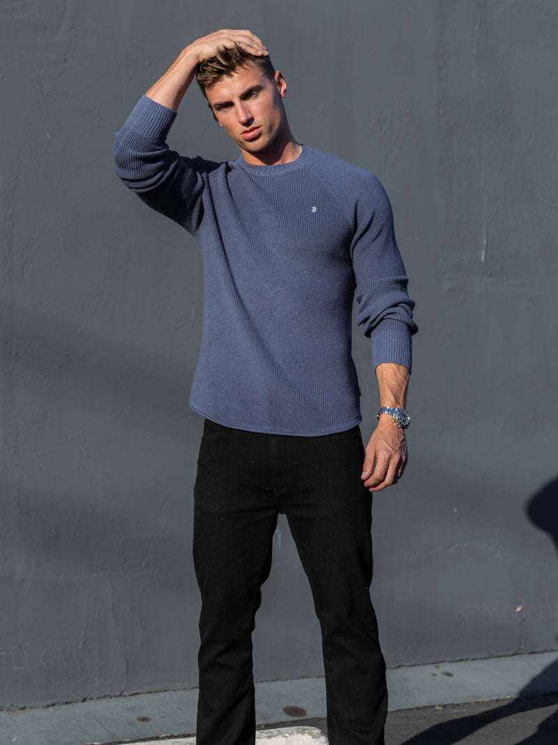 Olton Anchor Knit Jumper - Stahlblau