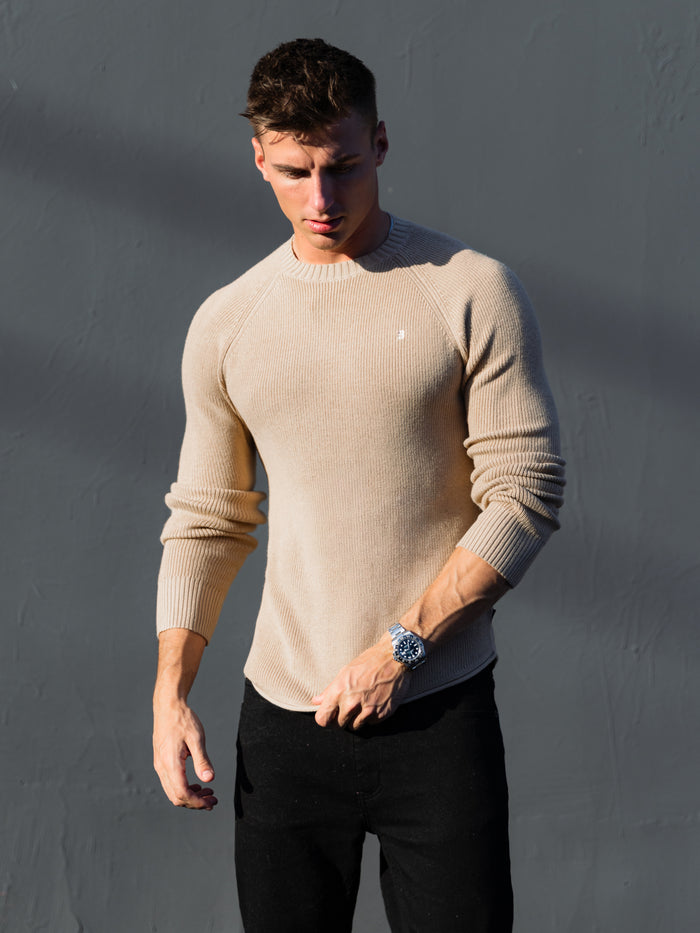 Olton Anchor Knit Jumper - Tan