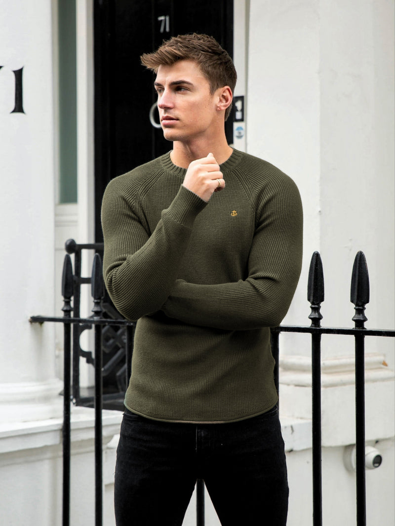 Olton Knit Jumper - Khaki Green