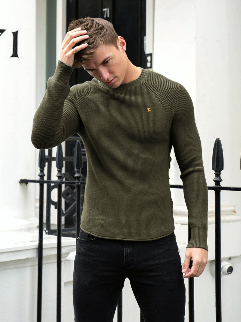 Olton Knit Jumper - Khaki Green