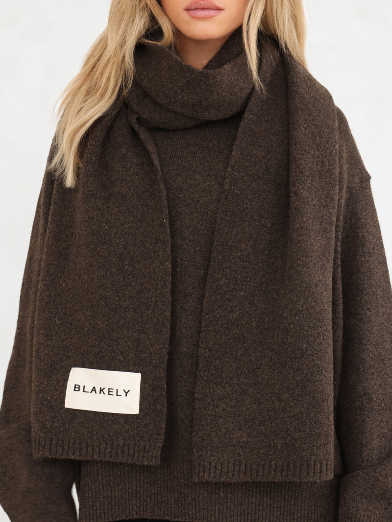 Oversized Knitted Hoodie - Chocolate Brown