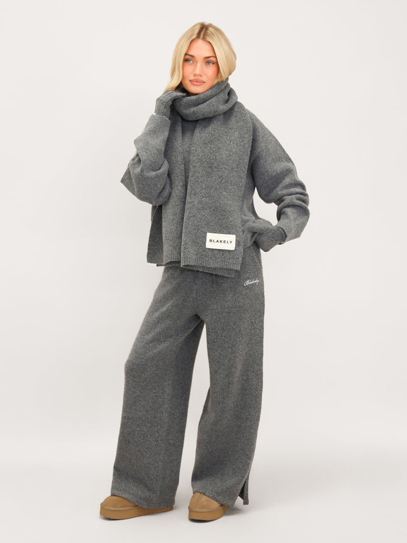 Label Knitted Scarf - Marl Charcoal