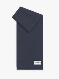 Label Knitted Scarf - True Navy