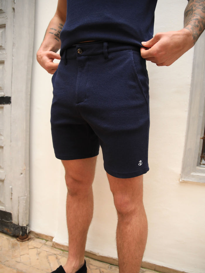 Safi Textured Shorts - Navy