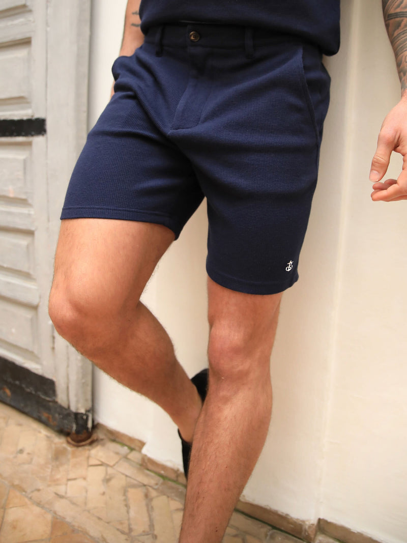 Safi Textured Shorts - Navy