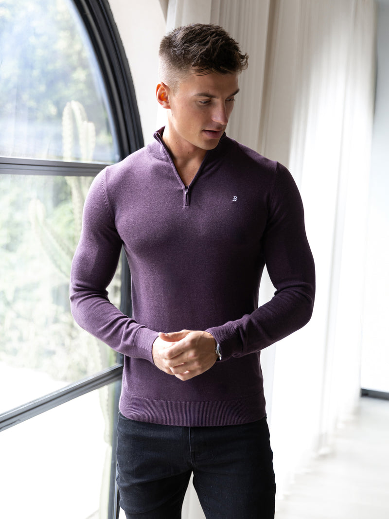 Oxbridge 1/4 Zip Jumper - Pflaume