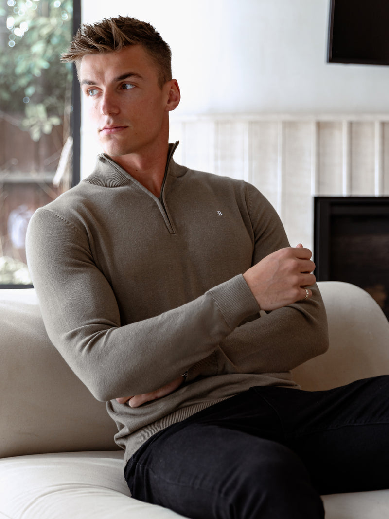 Oxbridge 1/4 Zip Jumper - Safarigrün