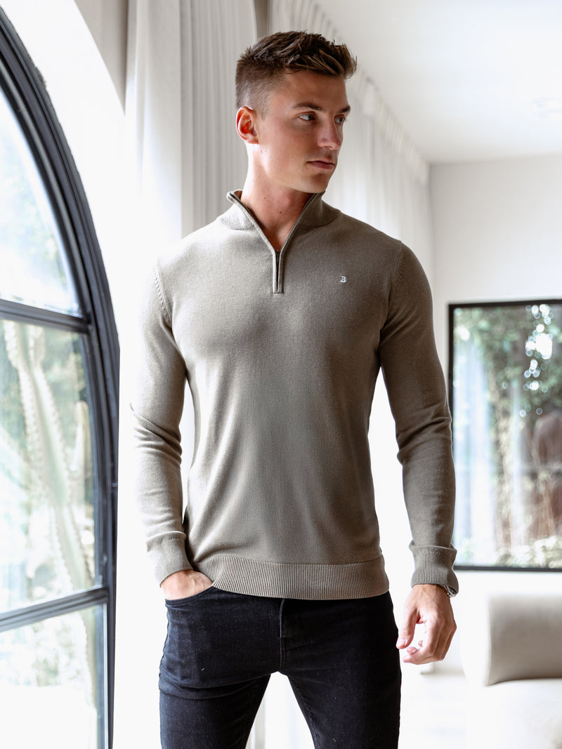 Oxbridge 1/4 Zip Jumper - Safarigrün