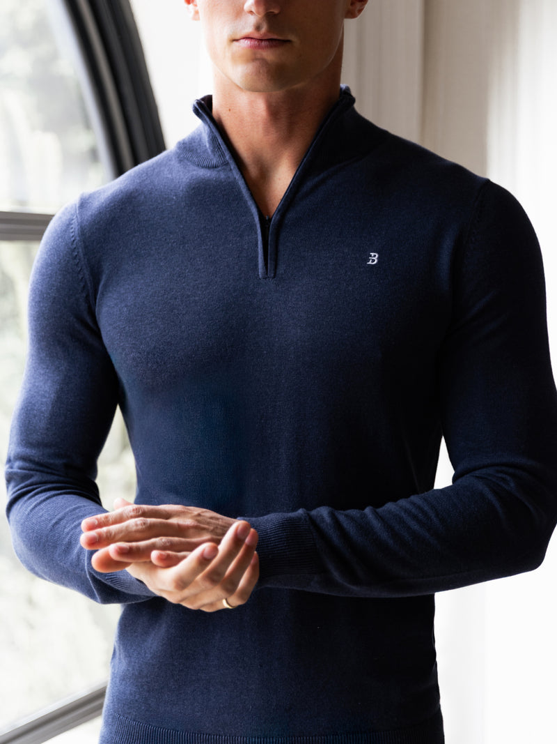 Oxbridge 1/4 Zip Jumper - Echtes Marineblau